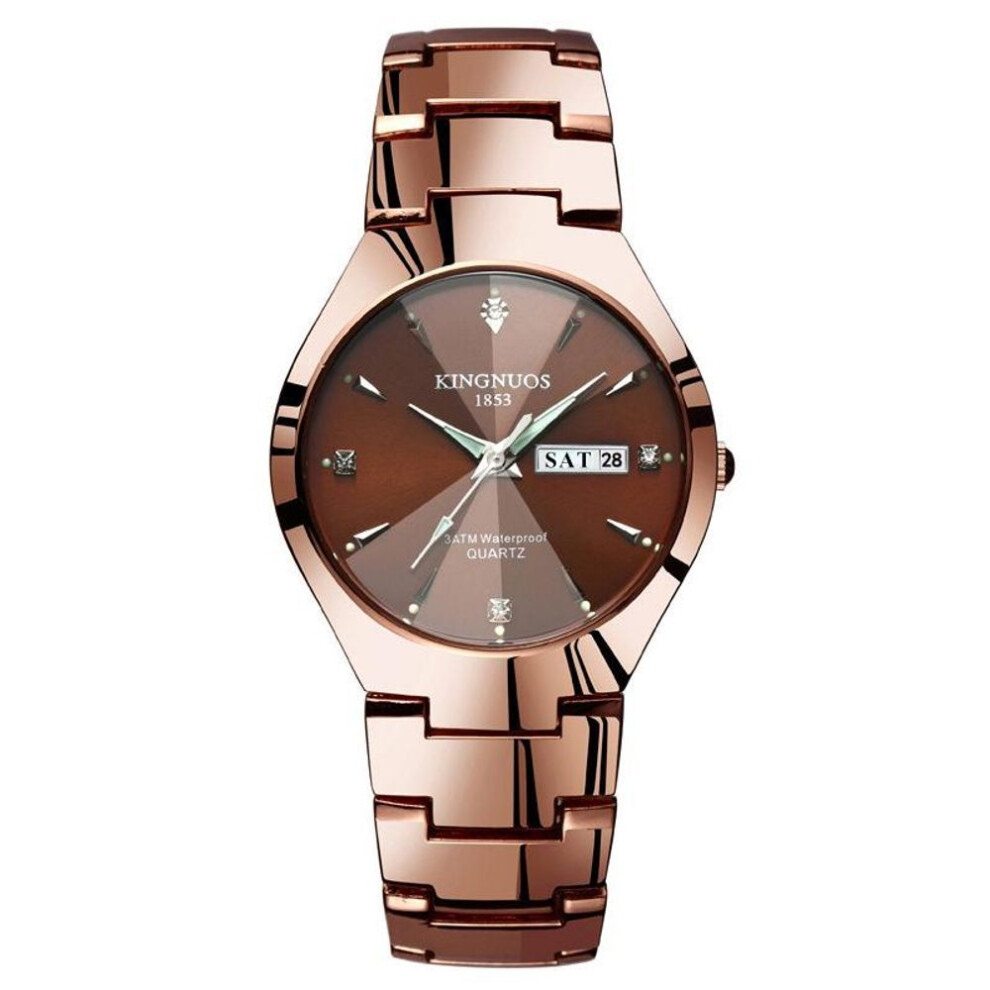 (coffee) Fashion Men Business Quartz Wristwatch Casual Watches Date Calendar Male Watch Rhinestone luminous