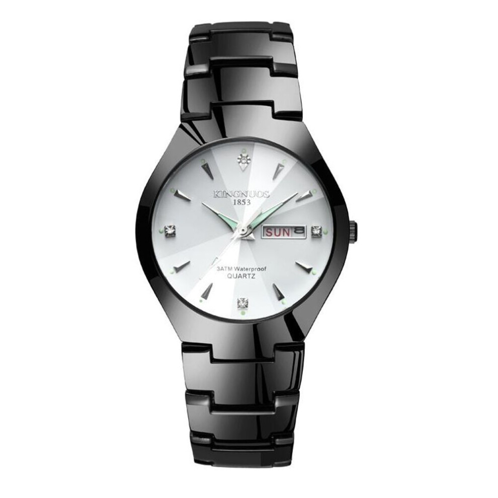 (black,white) Fashion Men Business Quartz Wristwatch Casual Watches Date Calendar Male Watch Rhinestone luminous