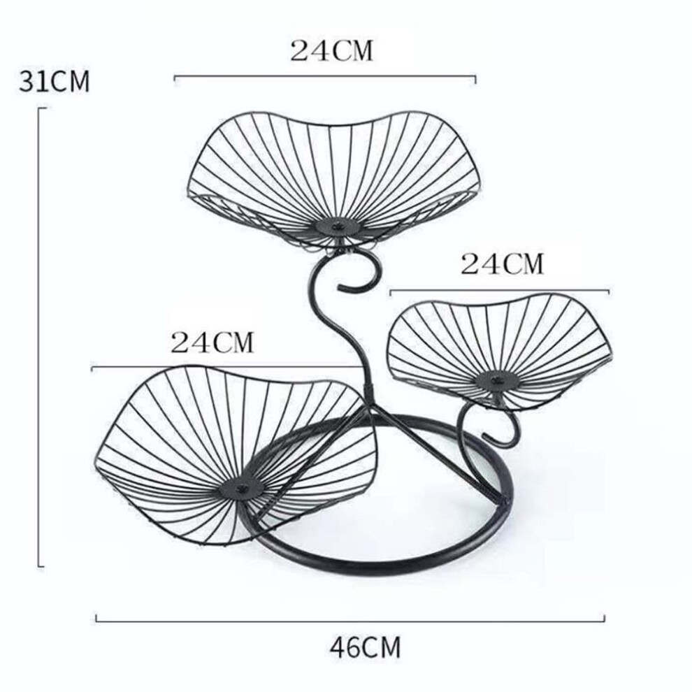 (black) Iron Fruit Plate Living Room Home Fruit Plate Candy Bowls Nordic Three-layer Snack Shelf Rack Geometric Multi-layer Fruit Plate Basket Snacks Tray