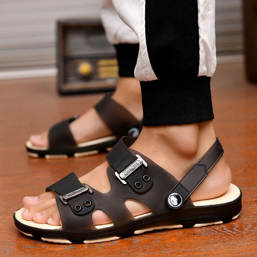 (black, 39) Men&apos;s Slippers Non-slip Sandals Open Toe Slippers Bathroom Beach Shoes