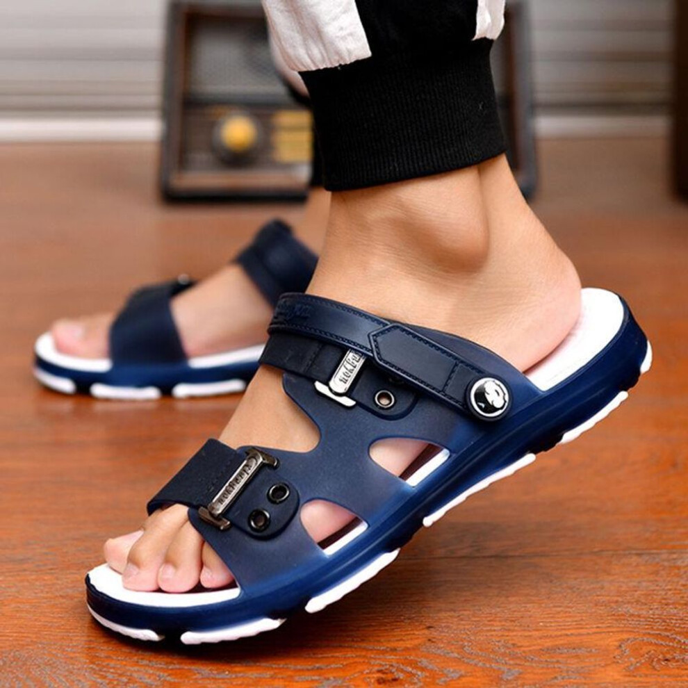 (blue, 45) Men&apos;s Slippers Non-slip Sandals Open Toe Slippers Bathroom Beach Shoes