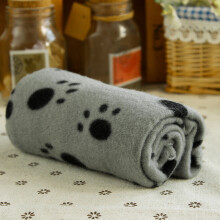 (Grey) Blanket Plush Pet With Paw Prints Patterns Dogs And Cats Dual Soft Sided Warm