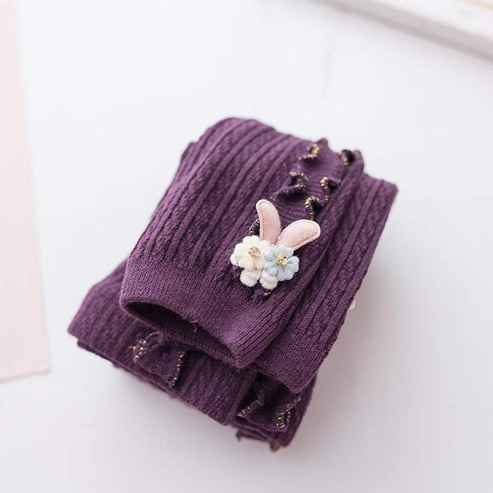 (purple, S/0-1Y) Children&apos;s Socks And Trousers Girls In Thick Autumn And Winter New Elastic Foreign Bottoming Trouser Socks
