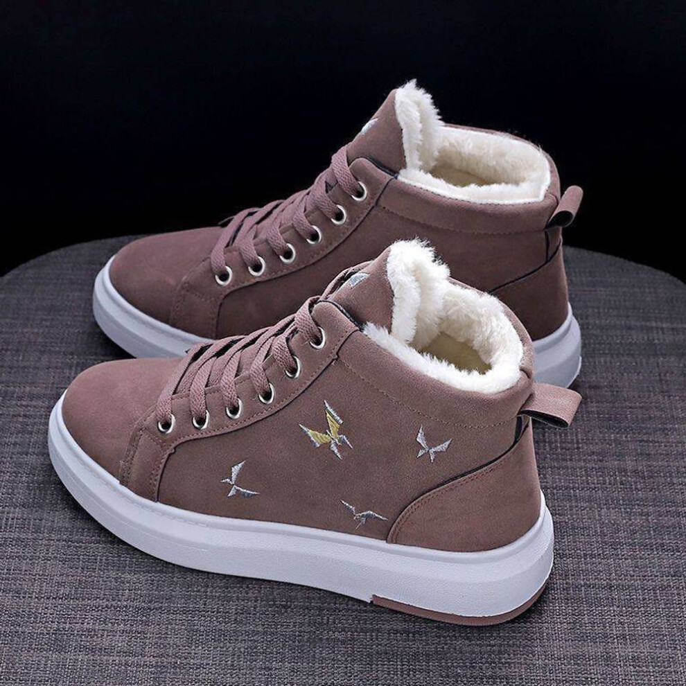 (brown, 38) Winter Boots Women Ankle Boots Warm Plush Winter Woman Shoes Sneakers Flats Lace Up Ladies Shoes Women Short Snow Boots