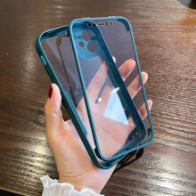 (dark green, VIVO Y20/Y20i/Y12S/Y20S) Luxury 360 Full Body Front+Back Clear Phone Case for IPhone 16 15 14 13 11 12 Pro Max XS X XR Shockproof Bumper Silicone Cover for Samsung Xiaomi Oppo