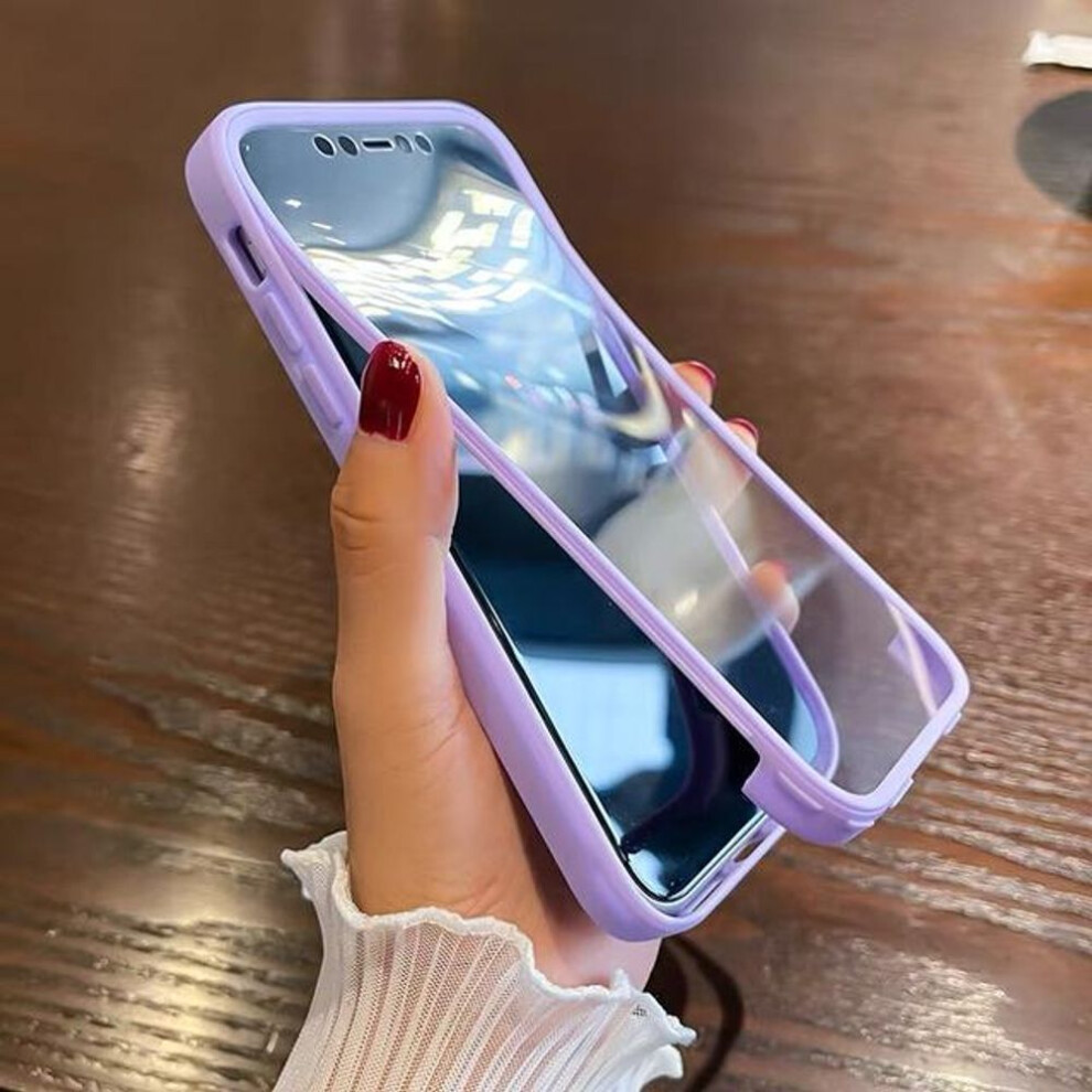 (purple, iPhone 11 Pro) Luxury 360 Full Body Front+Back Clear Phone Case for IPhone 16 15 14 13 11 12 Pro Max XS X XR Shockproof Bumper Silicone Cover