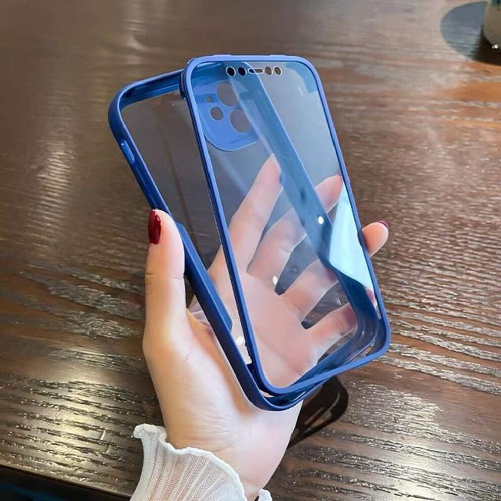 (blue, Xiaomi Mi 11T/11T Pro) Luxury 360 Full Body Front+Back Clear Phone Case for IPhone 16 15 14 13 11 12 Pro Max XS X XR Shockproof Bumper Silicone Cover for Samsung Xiaomi Oppo