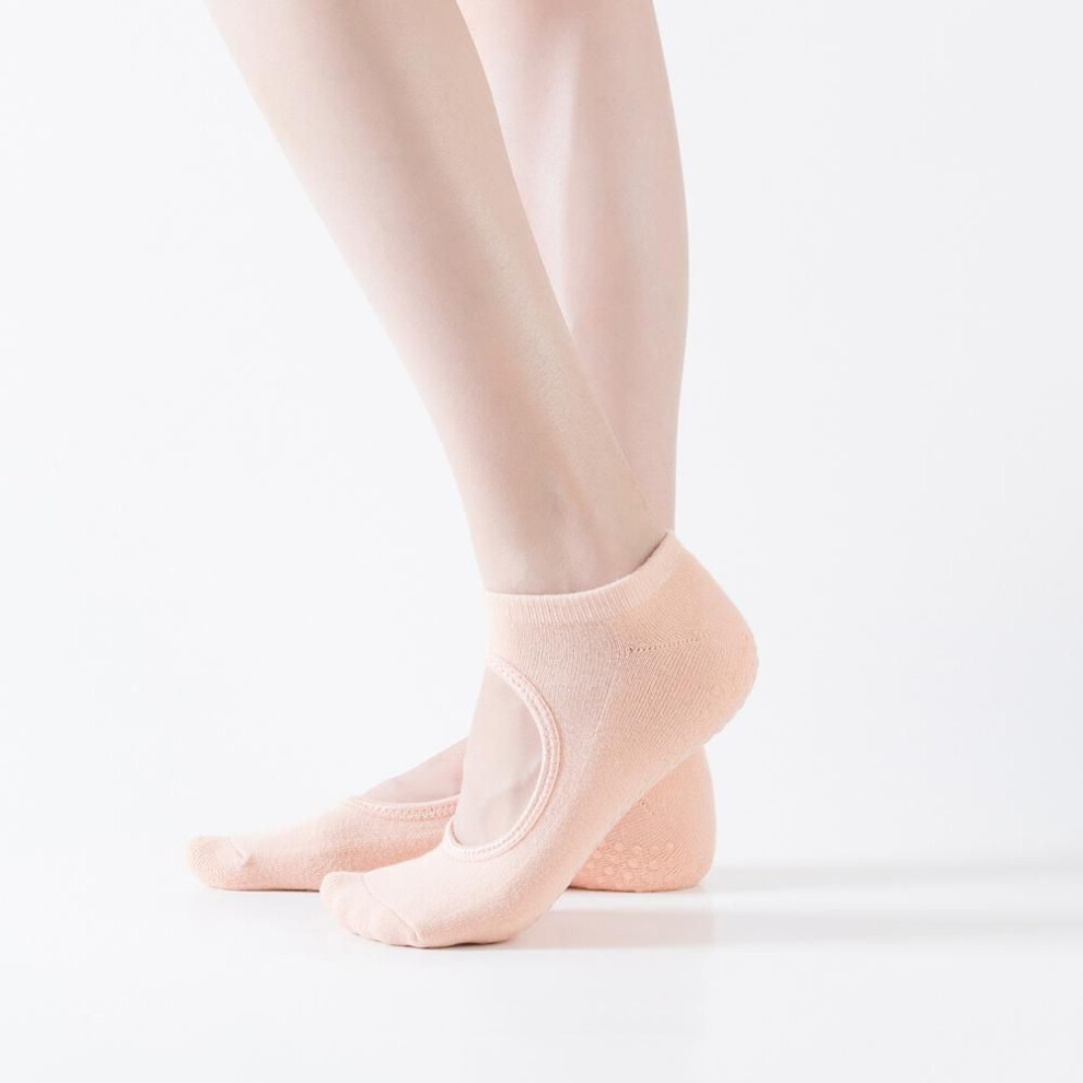(pink, One Size) Backless Non-slip Fitness Pilates Socks Cotton Women Sport Yoga Socks Ballet Dance Slippers Barefoot Sock Workout for Gym