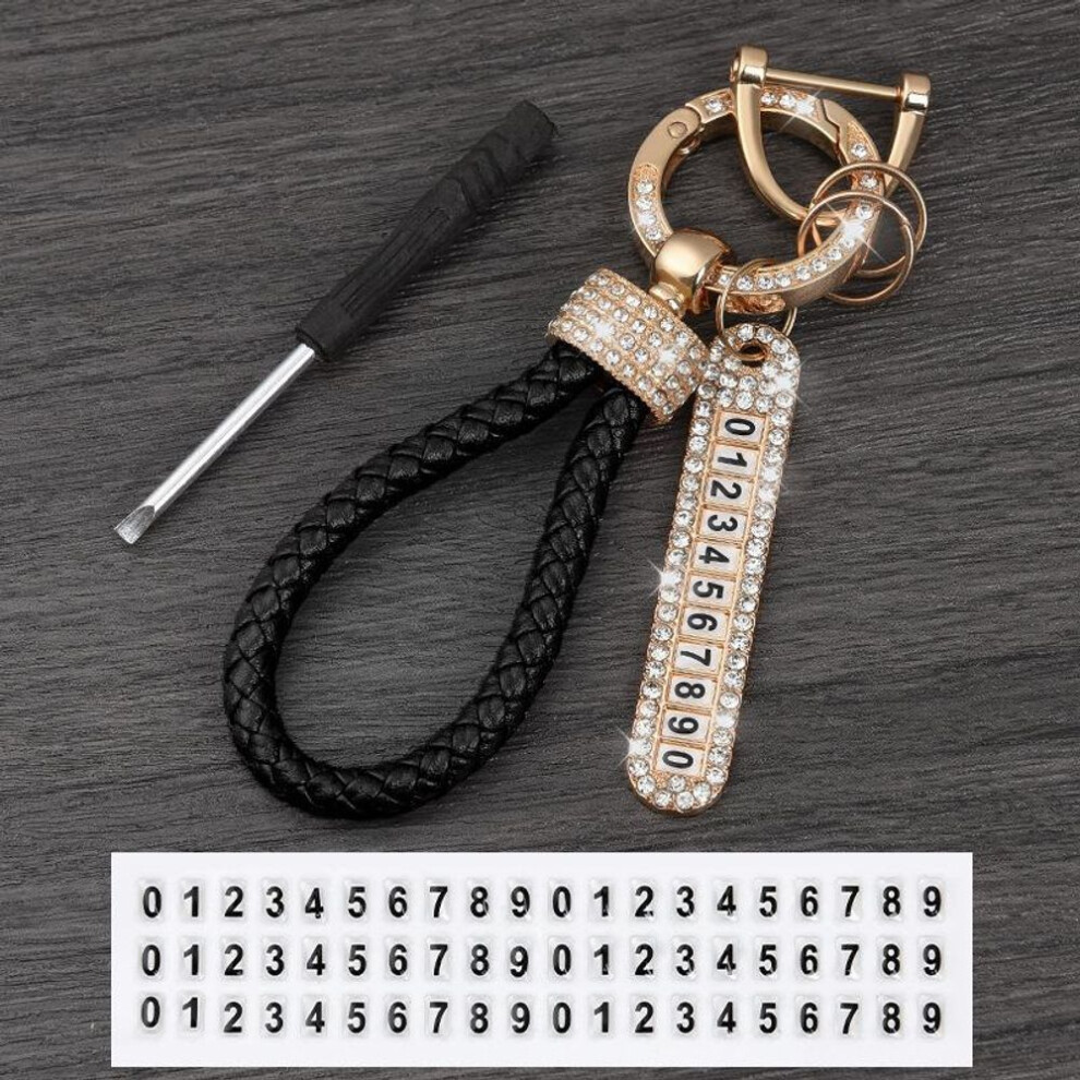 (Other) Anti-lost Leather Keychain Women Men Pendant Car Key Ring Chain Holder Phone Number Tag Key Fob Jewelry