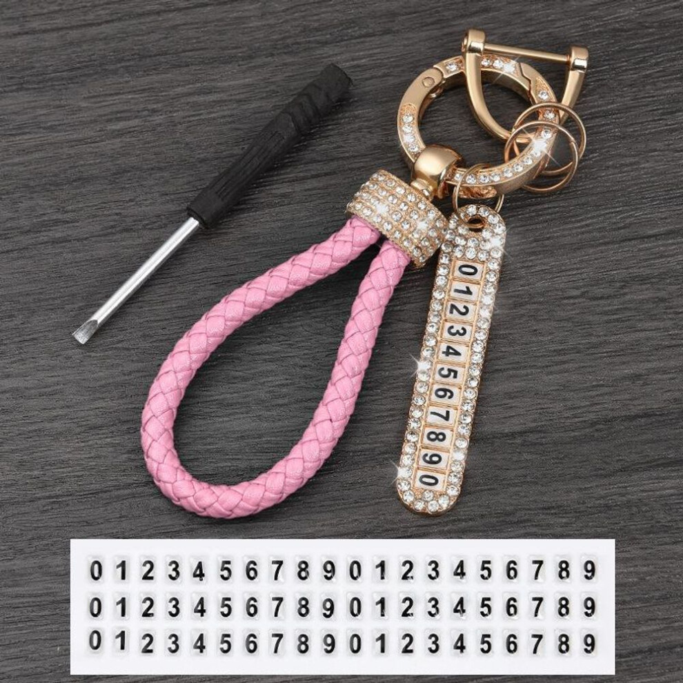 (Other) Anti-lost Leather Keychain Women Men Pendant Car Key Ring Chain Holder Phone Number Tag Key Fob Jewelry