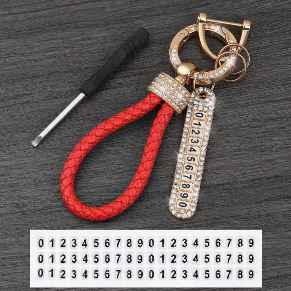 (Other) Anti-lost Leather Keychain Women Men Pendant Car Key Ring Chain Holder Phone Number Tag Key Fob Jewelry