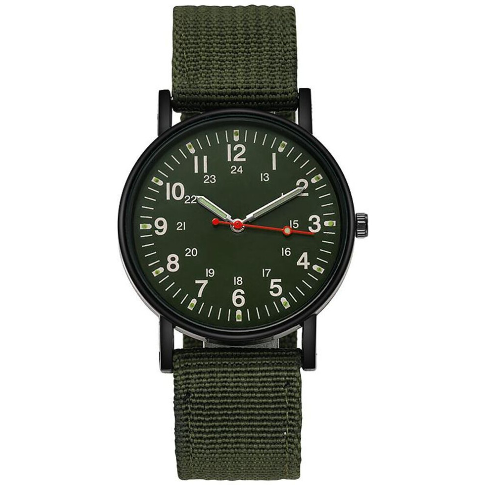 (green) Luminous Wrist Watch Nylon Weave Band Men Watches Men Sports Quartz Watches Fashion Mens Gift