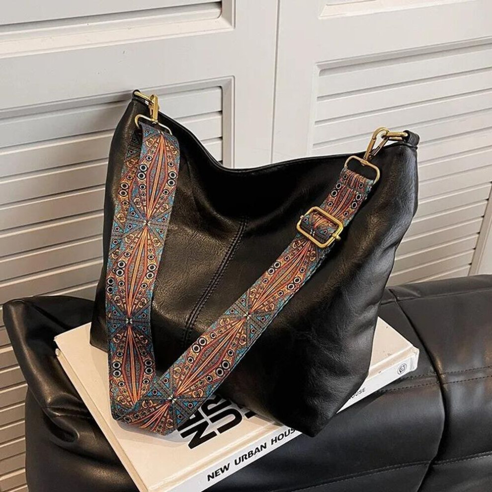 (black, 24x12x26cm) Vintage Women&apos;s Shoulder Bag Pu Leather Bucket Crossbody Messenger Bag, Shopping Tote Purse