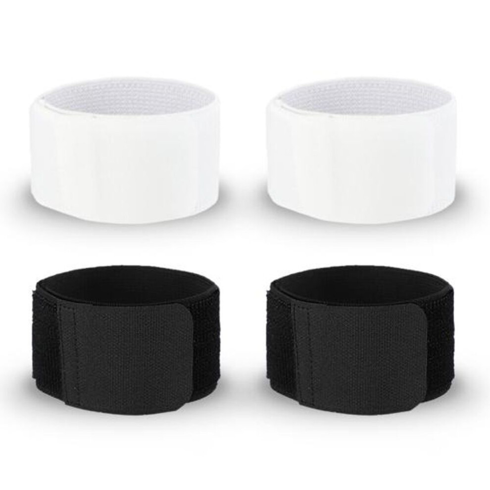 (black white) 4pcs Soccer Shin Guard Strap Anti Slip Football Sports Protective Gear Legging Shin Fixed Straps Lightweight Ankle Guard Elastic Bands For Kicking