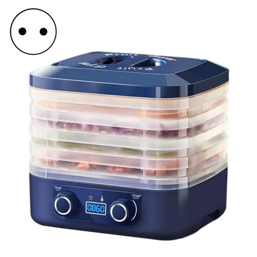 (blue, EU Plug Five Layers) Food Dehydrator With Adjustable Timer Temperature Control Large Capacity 5 Layers Compact Eu Plug Electric Food Preserver Machine