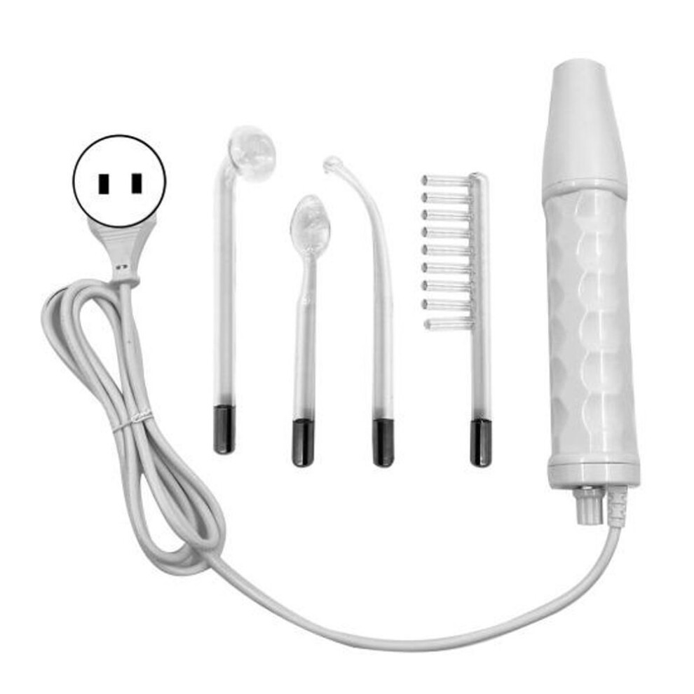 (as the picture, US Plug) High Frequency Face Wand With 4 Different Tubes Portable Handheld Multi-function Painless Electrotherapy Machine Face Care Beauty Device (us Plug)
