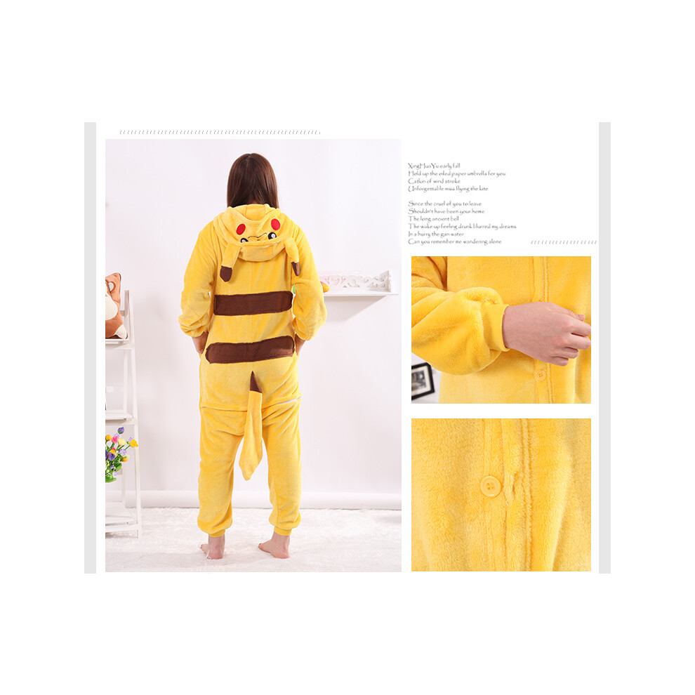 (S, PIKACHU) Unisex Adult Kids Kigurumi Pajamas Onesie1 Cosplay Costume Animal Sleepwear