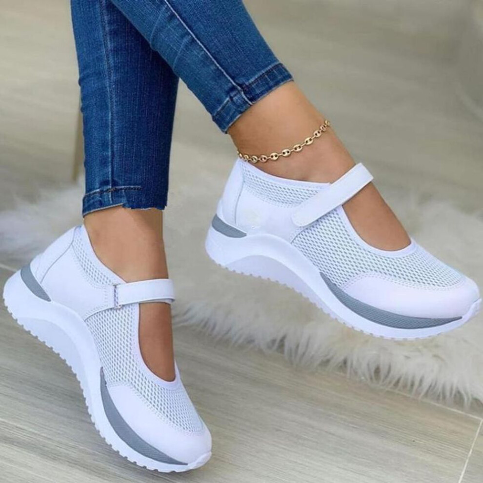 (white, 42) White Sneakers Women Shoes Casual Mesh Breathable Platform Vulcanized Shoes Ladies Outdoor Walking Sneakers