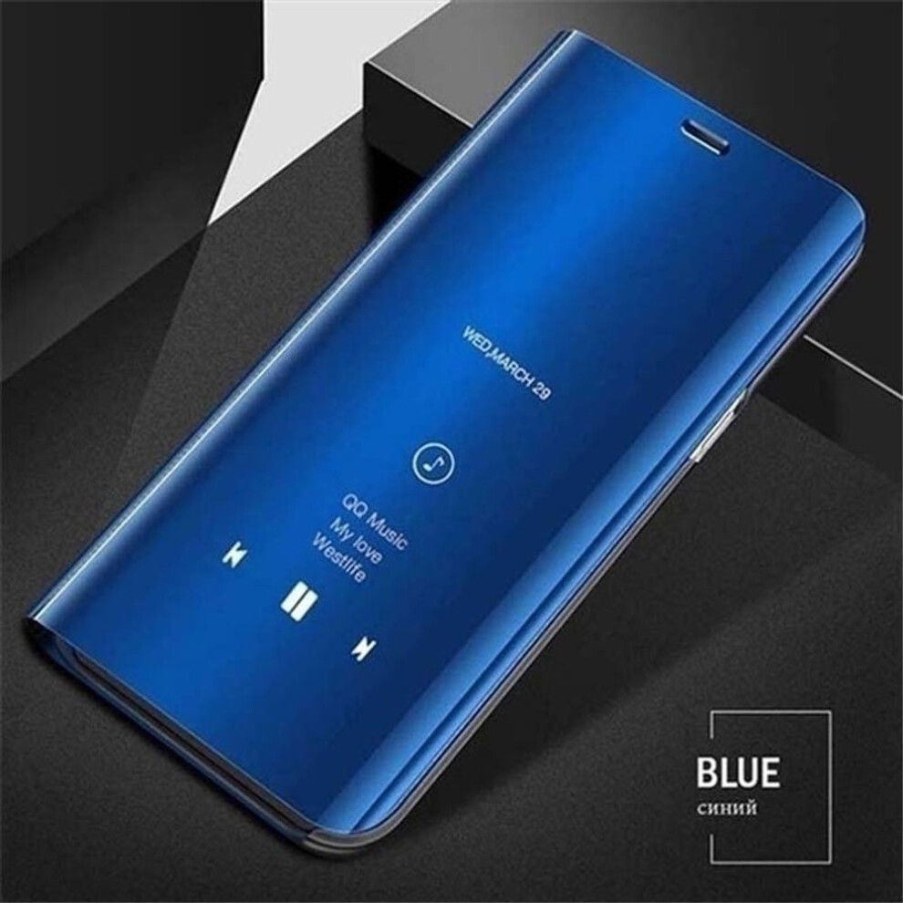 (blue, Samsung Galaxy M32 4G) Mirror Flip Leather Case For Samsung Galaxy S23 S22 S21 Ultra Plus A04s A14 A54 A23 A33 A53 A73 A13 A22 A52S M23 M13 4G 5G Clear View Book Stand Cover