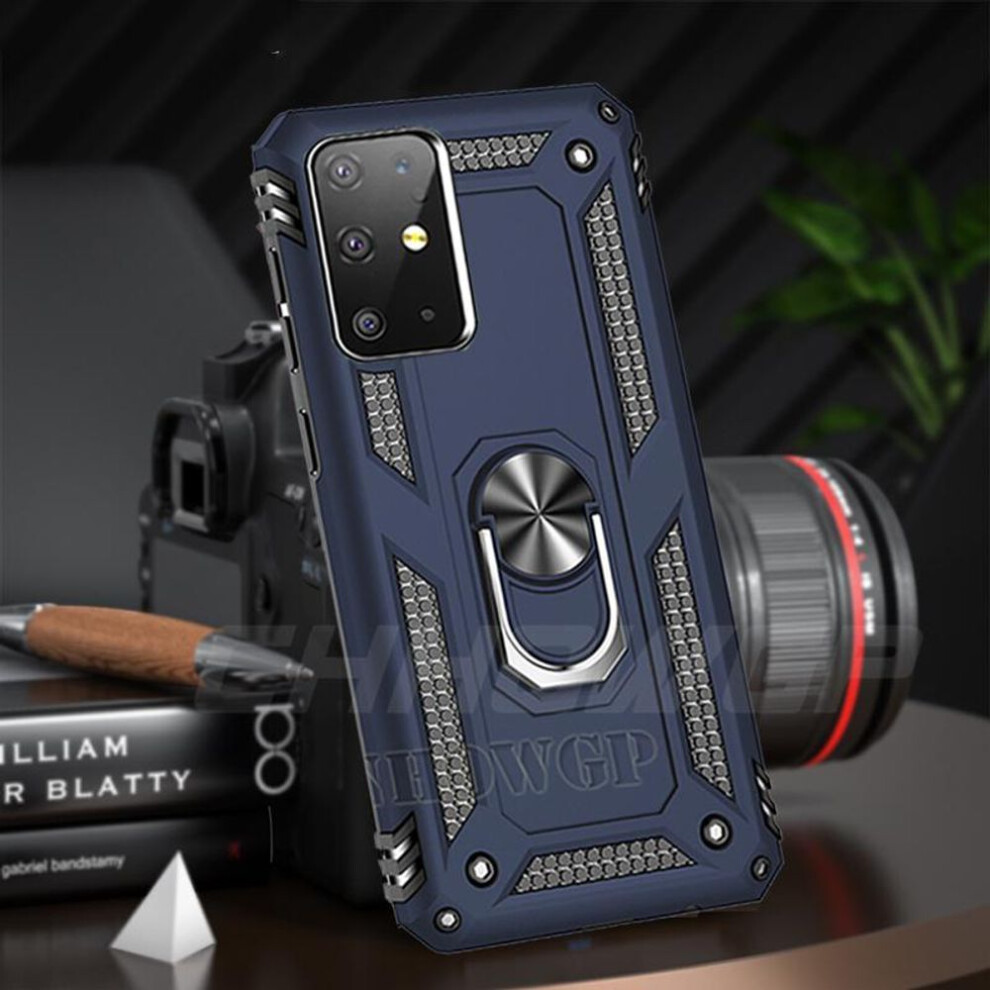 (blue, Samsung A20) Shockproof Magnetic Armor Case For Samsung Galaxy A51 A71 A21S A50 A70 A70 A01 A11 A21 A31 A41 A81 A91 A40 A20 A10 S S20 S10 S9 Plus Ring Holder Cover