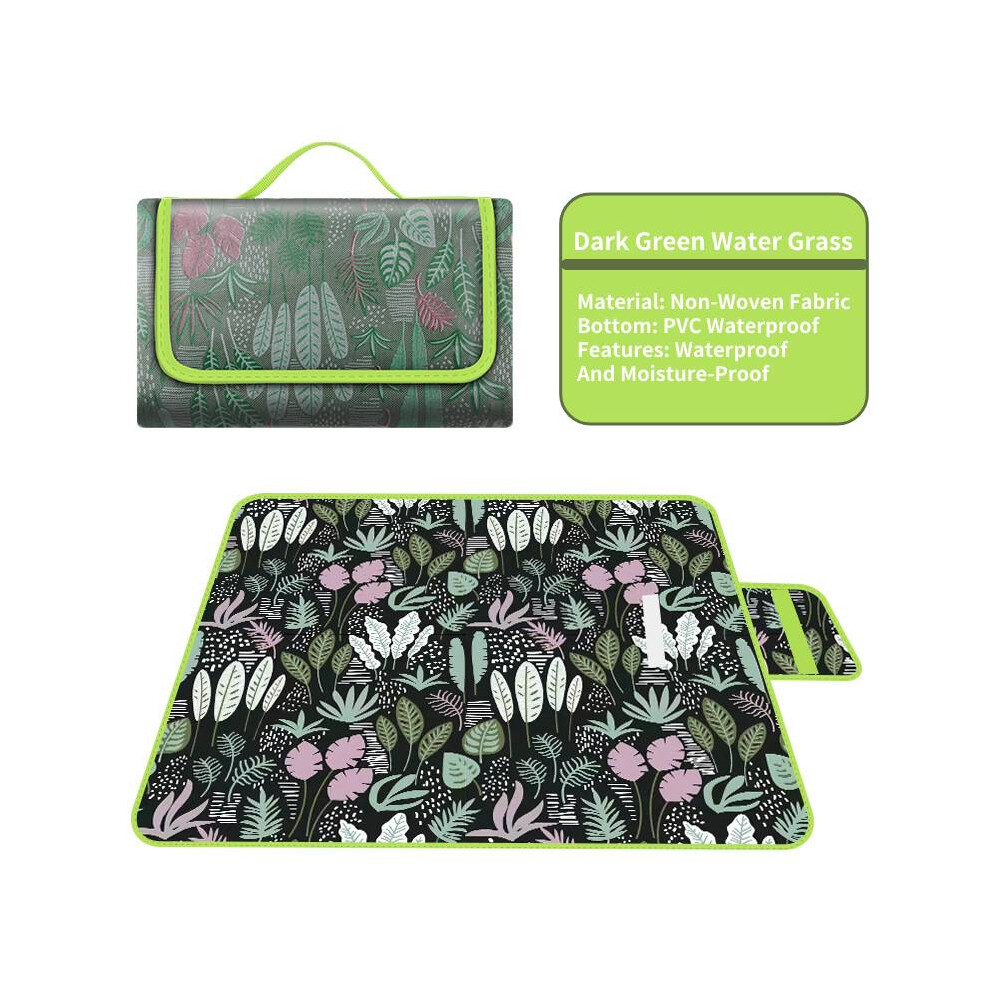 (Dark Green, 200*200cm/78.74*78.74in) Large Portable Waterproof Picnic Blanket Travel Outdoor Tent Camping Mat Beach