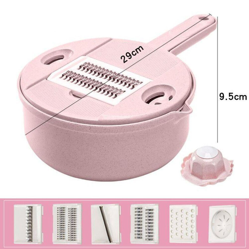 (pink) Mandoline Slicer Vegetable Slicer Potato Peeler Carrot Onion Grater With Strainer Vegetable Cutter 8 In 1 Kitchen Accessories