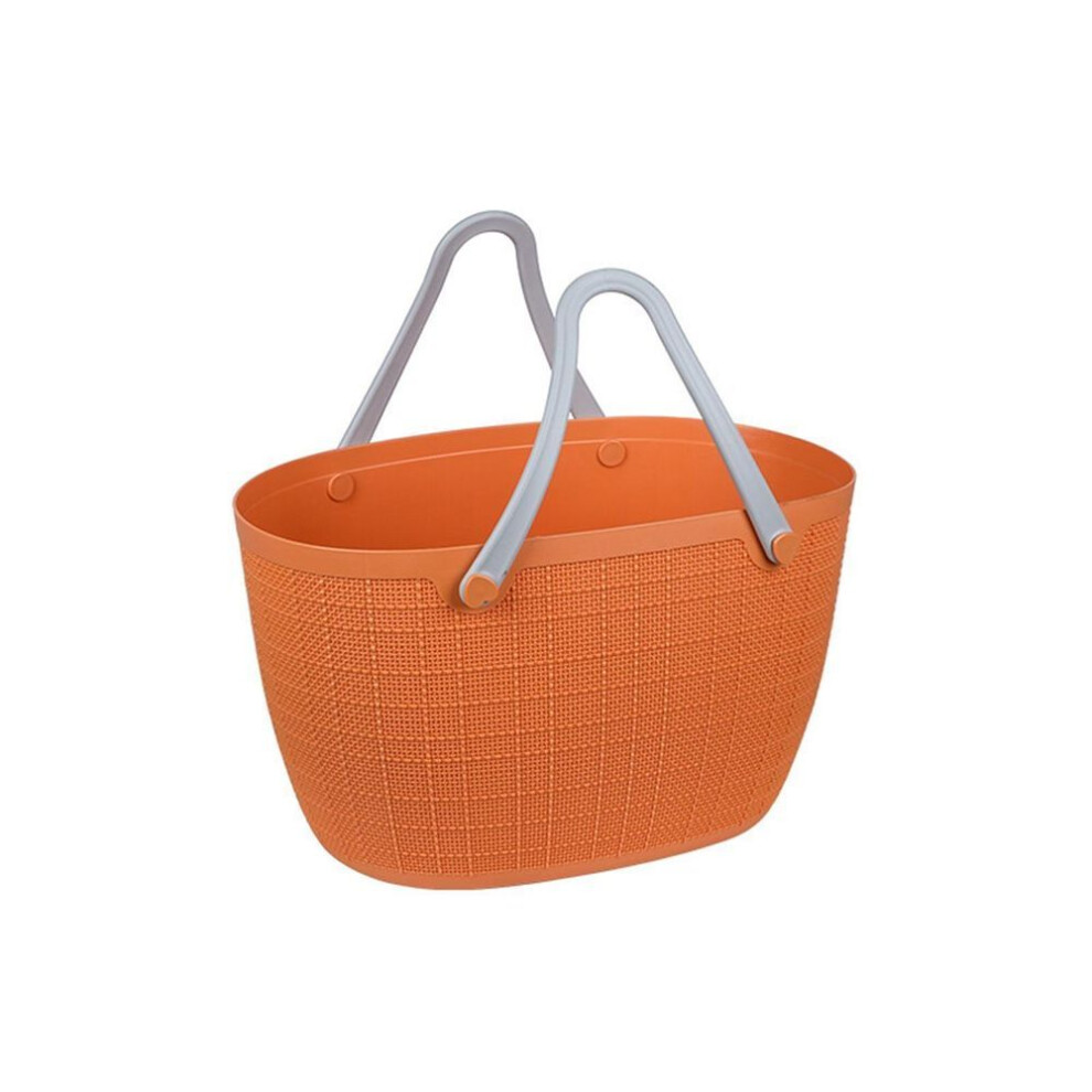 (orange, One Size) (su)portable Picnic Tote Shopper Bag, Large Plastic Utility Basket,washable Beach Travel Handbag,storage Bags