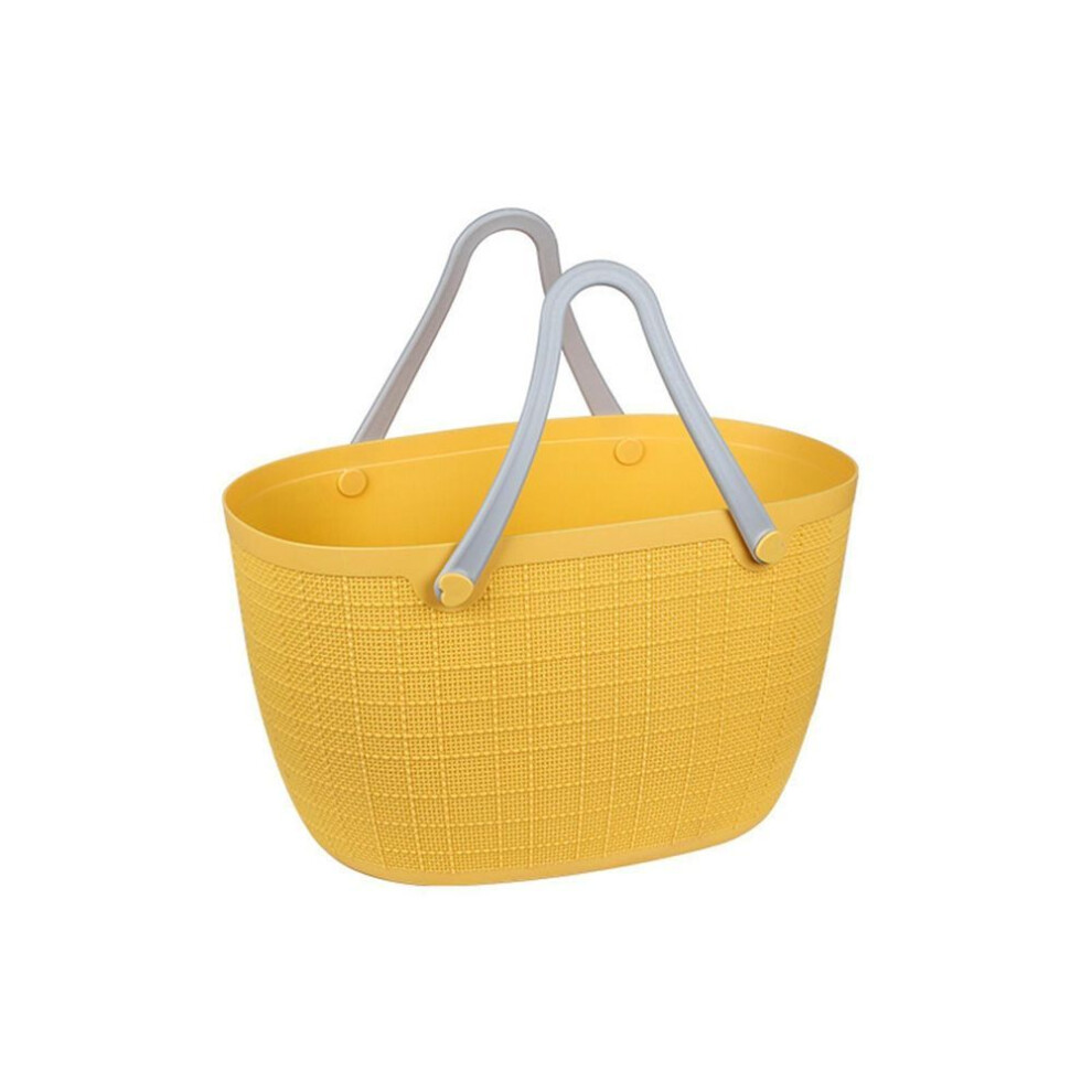 (yellow, One Size) (su)portable Picnic Tote Shopper Bag, Large Plastic Utility Basket,washable Beach Travel Handbag,storage Bags