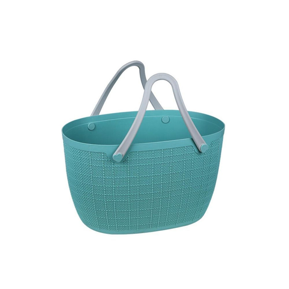 (green, One Size) (su)portable Picnic Tote Shopper Bag, Large Plastic Utility Basket,washable Beach Travel Handbag,storage Bags