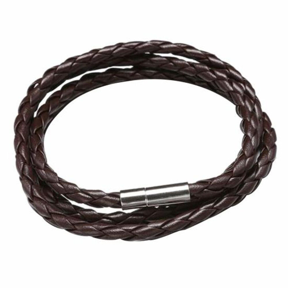 (brown) Vintage Women Men Multilayer Braided Leather Cuff Bangle Wristband Bracelet Gift