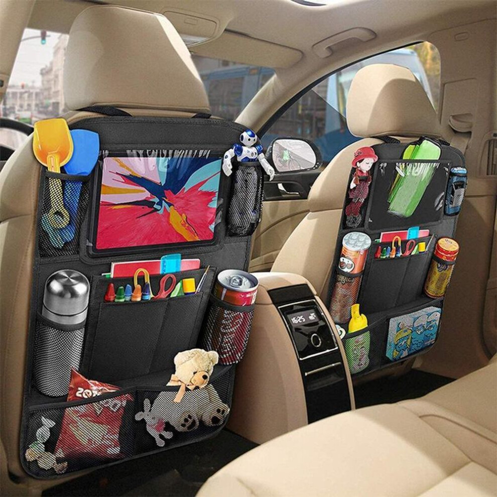 Car Rear Seat Organizer with Touch Screen Tablet Holder Automatic Storage Bag Cover Seat Seat Back Protector Child Travel Storage Bag