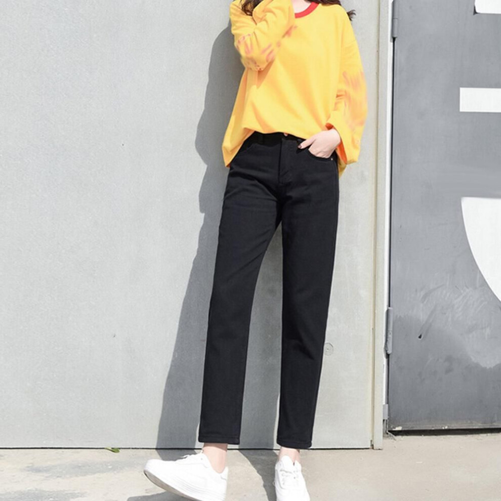 (white, 29) High Waist Harem Mom Jeans For Women White Plus Size Pants Black Jeans