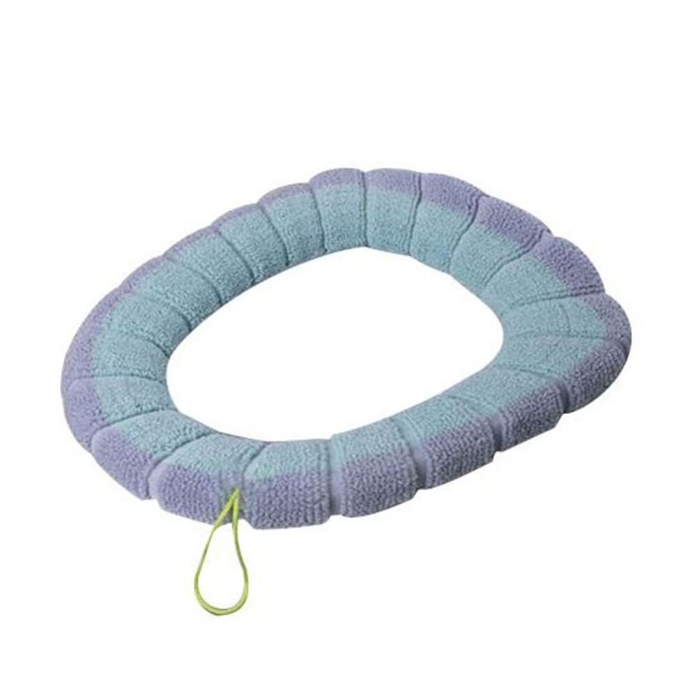 (green) Warm Soft Thickened O Shape Washable Home Toilet Seat Cover Cushion With Handle