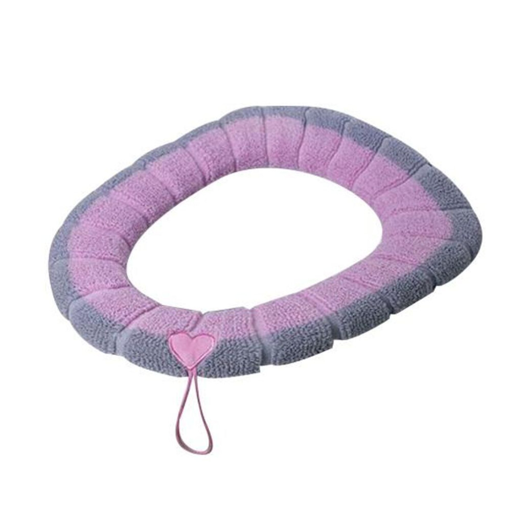 (pink) Warm Soft Thickened O Shape Washable Home Toilet Seat Cover Cushion With Handle