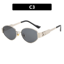 (StyleC) Style Lisa Retro Sunglasses Oval Frames With Gold And Color Choices Black