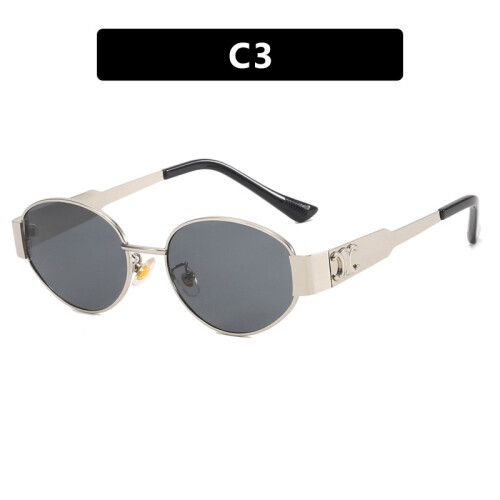(StyleC) Lisa retro sunglasses oval frame, silver