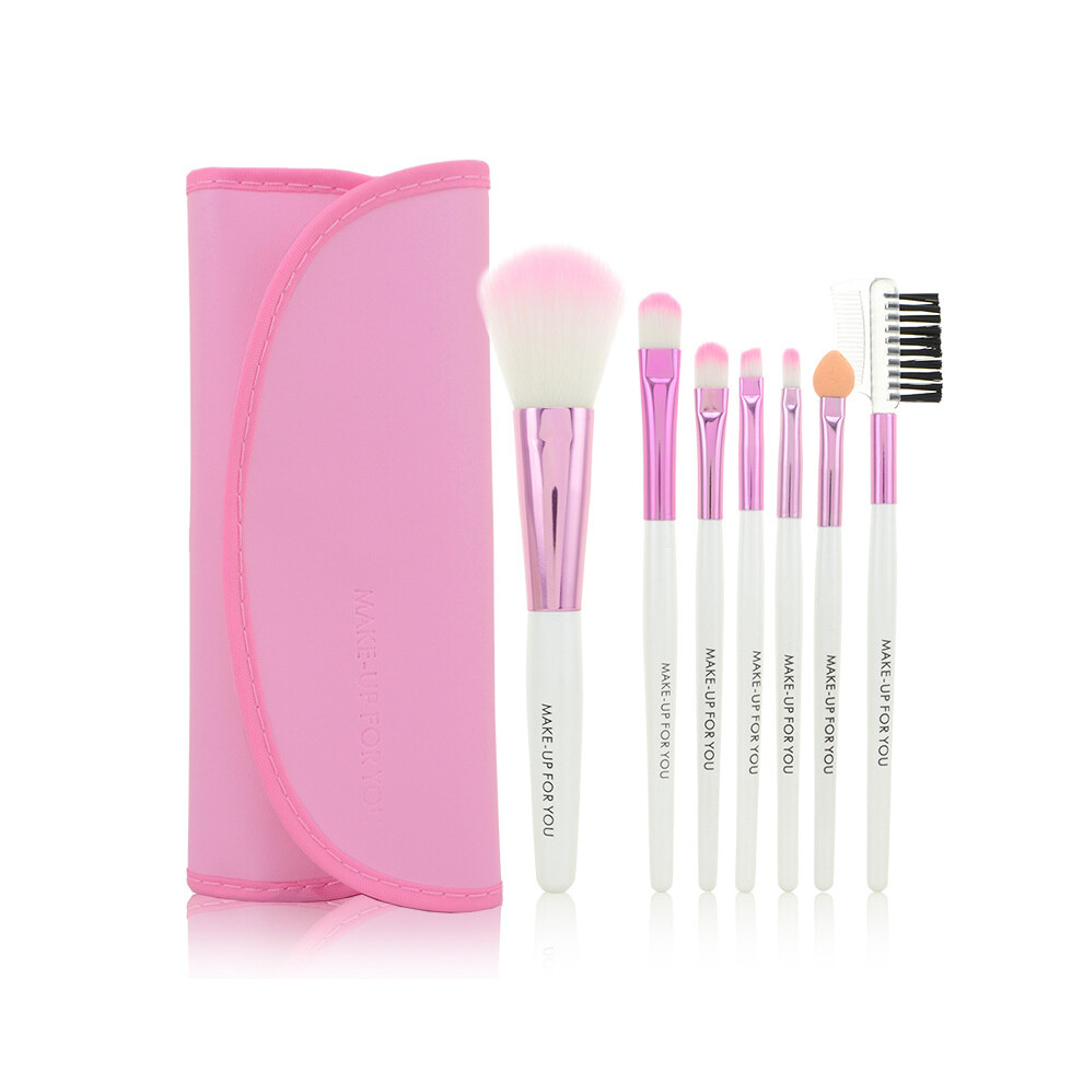 Pink (Pink) Brushes Makeup 7Pcs Cosmetic Foundation Eyeshadow Eyeliner Brushes Set Travel