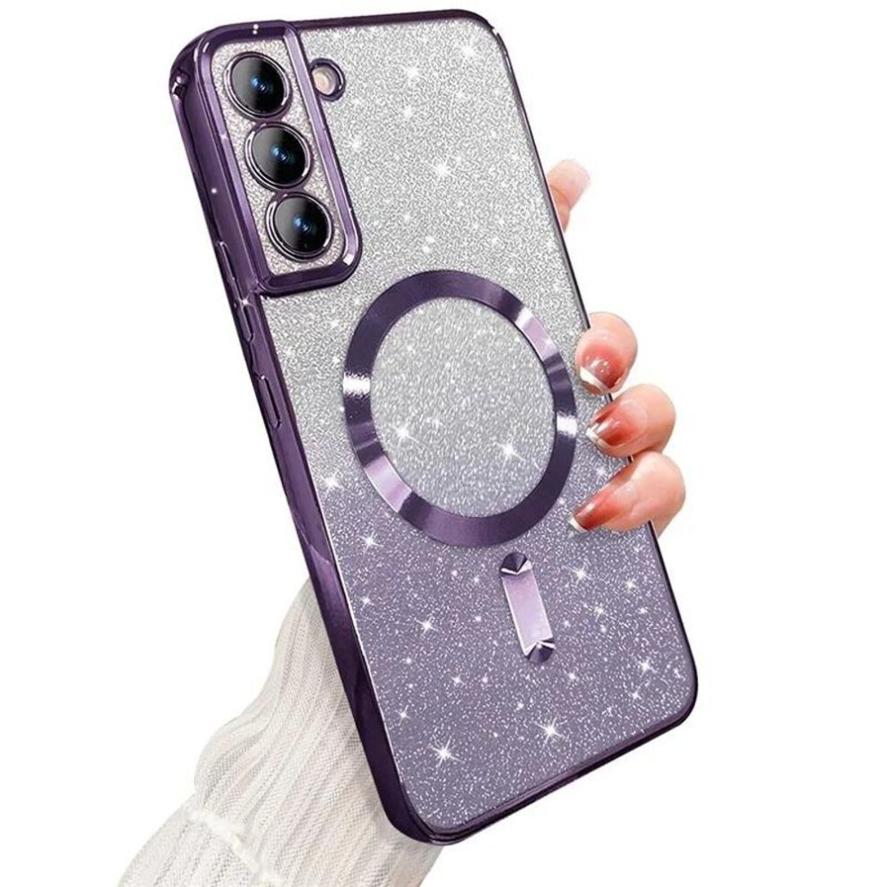 (purple, For Galaxy S23) Glitter Bright Cover For Samsung Galaxy S24 S23 S22 S21 S20 Ultra Plus Fe Case Note20 Ultra Plating Wireless Magsafe Magnetic