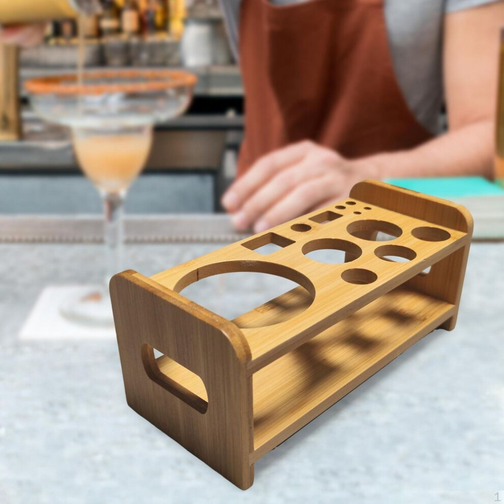 Cocktail Shaker Wooden Rack Bamboo SHAKE Gift Stand Living Room Party Home Bottle Barware