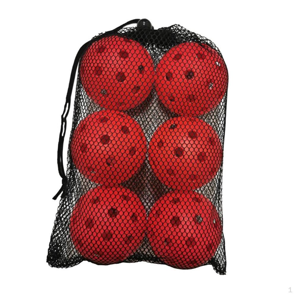 (red) 6 Pack 40 Hole Outdoor Pickleball Balls With Mesh Bag, High And Durable Pickle Balls, Gifts For