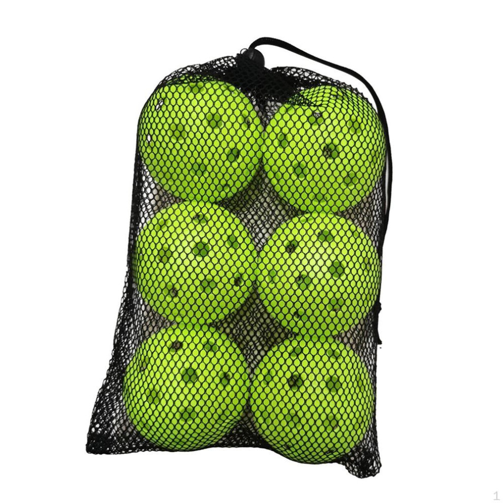 (green) 6 Pack 40 Hole Outdoor Pickleball Balls With Mesh Bag, High And Durable Pickle Balls, Gifts For