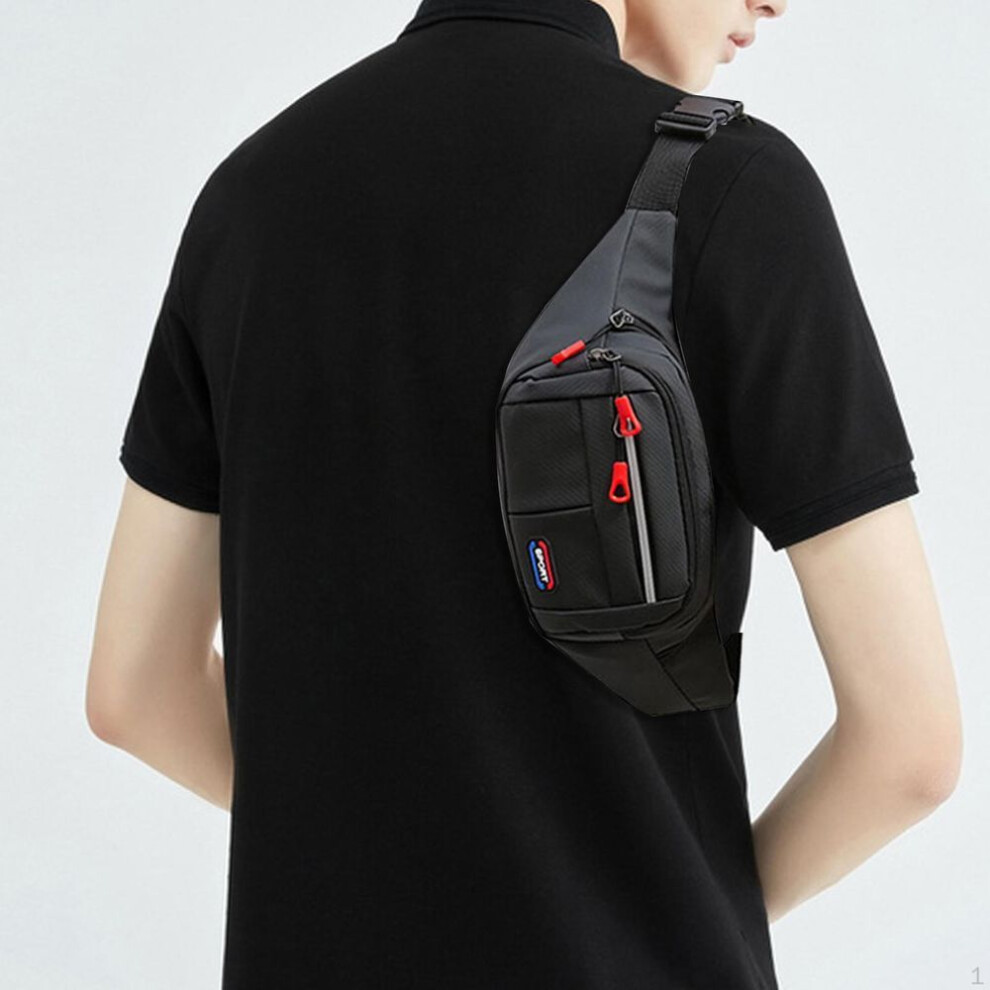 (black) Crossbody Fanny Pack For Men, Waterproof Waist Bag, Fashionable Chest Belt Bag Travel Running