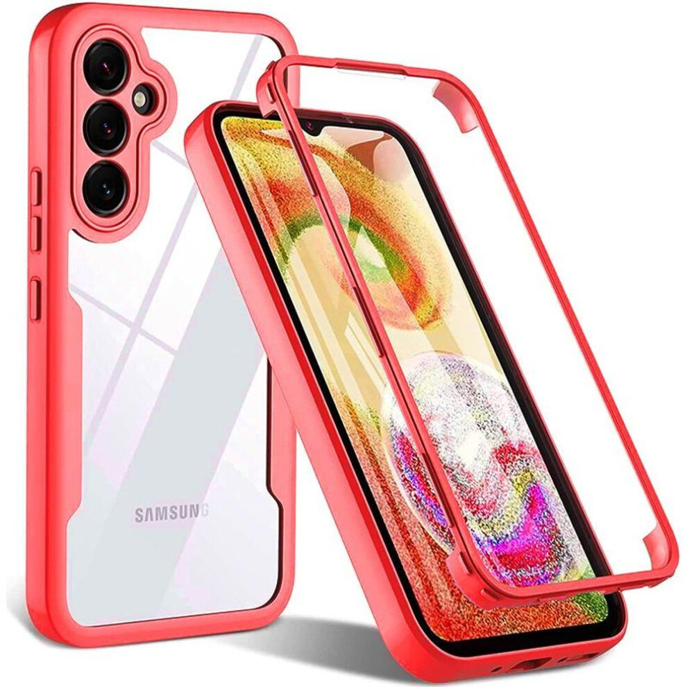 (, Samsung A35) Built-In Screen Protector Case 360 Full Body Protective Cover For Samsung Galaxy Anti-Scratch Shockproof Bumper Phone Case Red 4013783137340