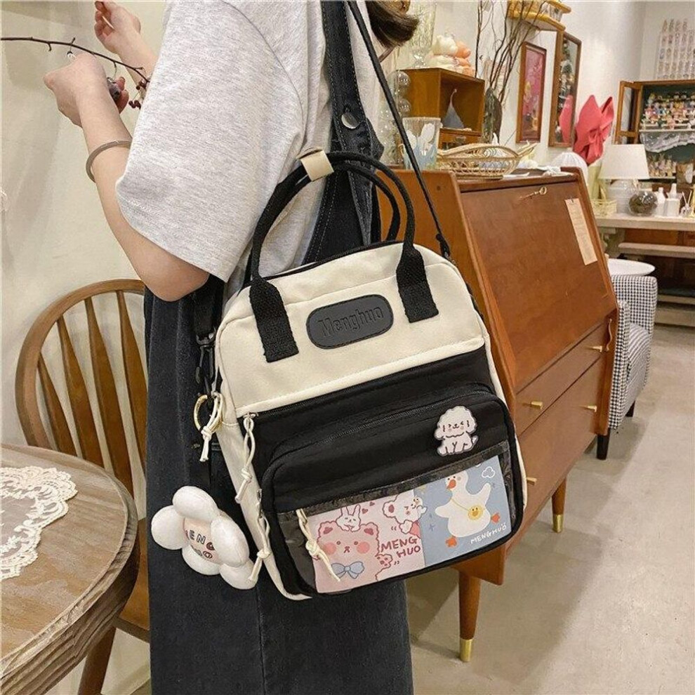 (black, 24x9x26cm) Nylon Small Backpacks For Women Nylon  School Bags For Teenage Girls Backpack Flower Travel Backpack