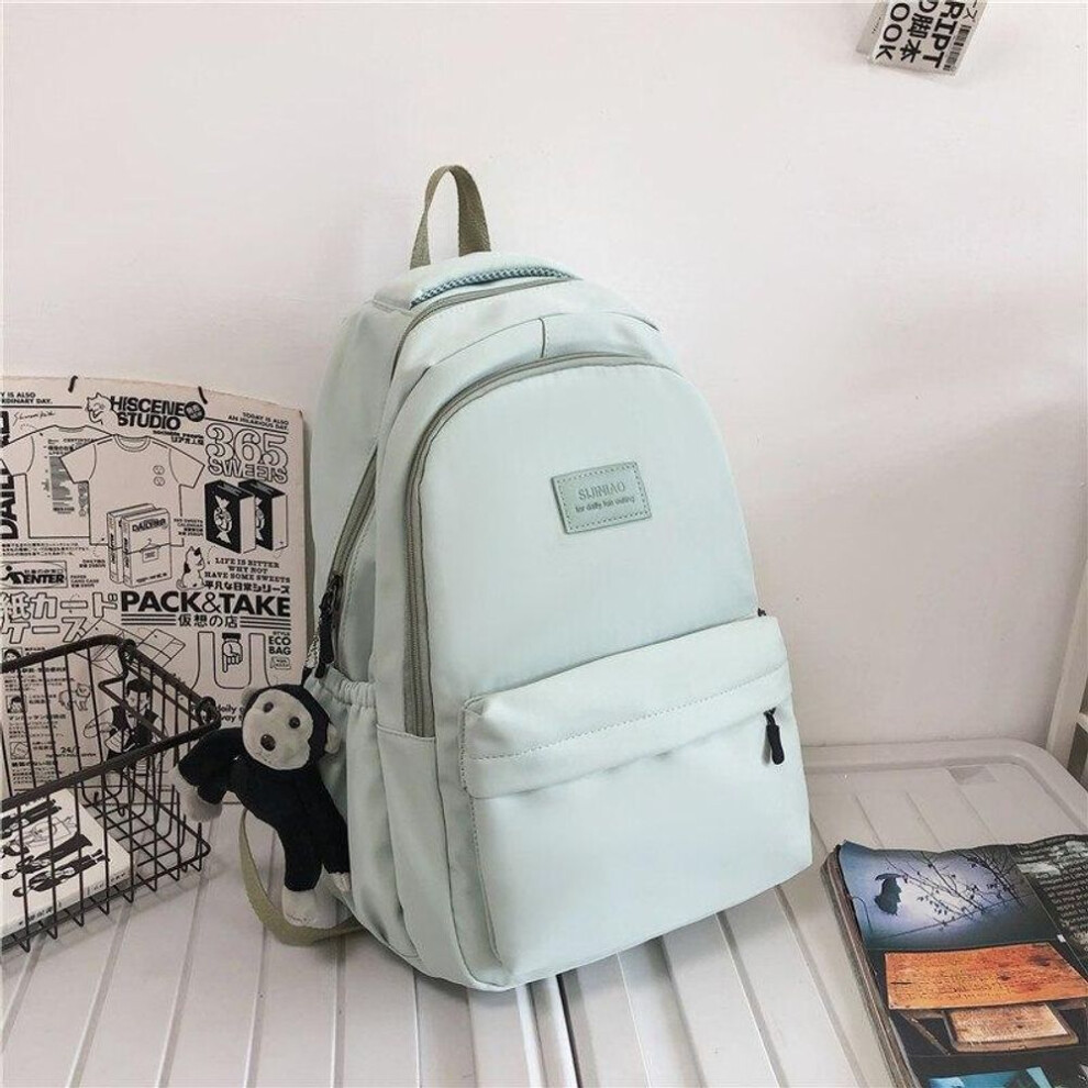 (green, 32x13x45cm) Women&apos;s Backpack Solid Color Female Multi-pocket Travel Bag Schoolbag for Teenage Girl Book Knapsack