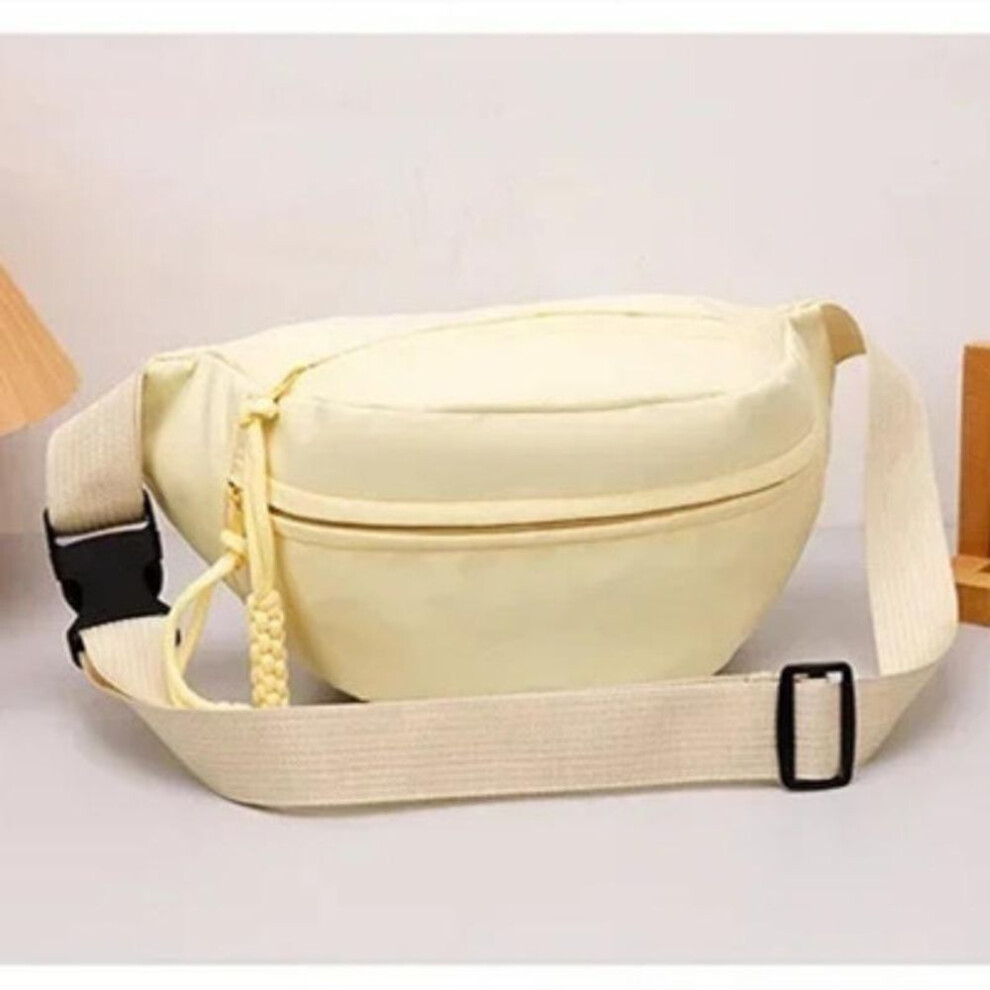 (yellow) Fashion Canvas Zipper Chest Waist Bags for Women Large Capacity Shoulder Bags Toiletry Daily Supplies Crossbody Organizer Bags