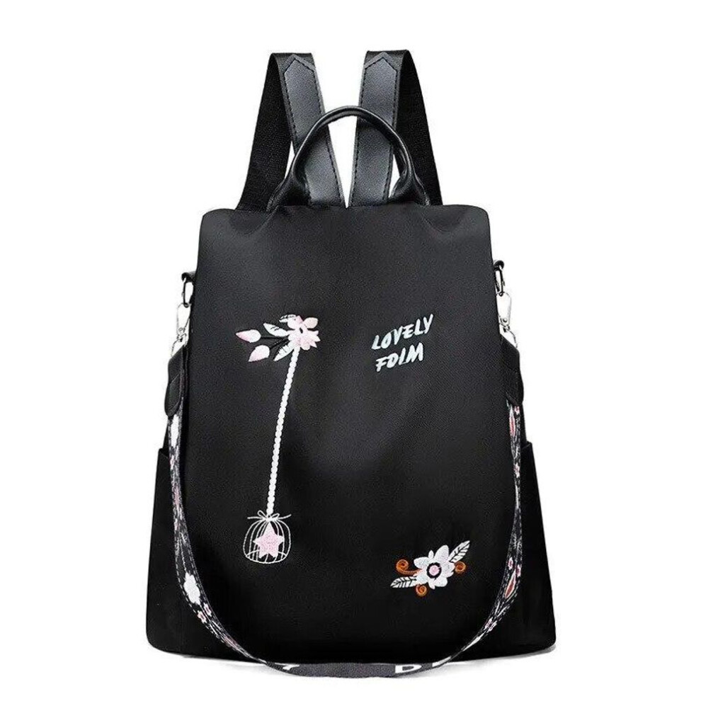 (black, 31x13X26cm) Waterproof Oxford Women Backpack Fashion Casual Embroidery Bag Designer Female Large Capacity Travel Handbag Shopping Knaps