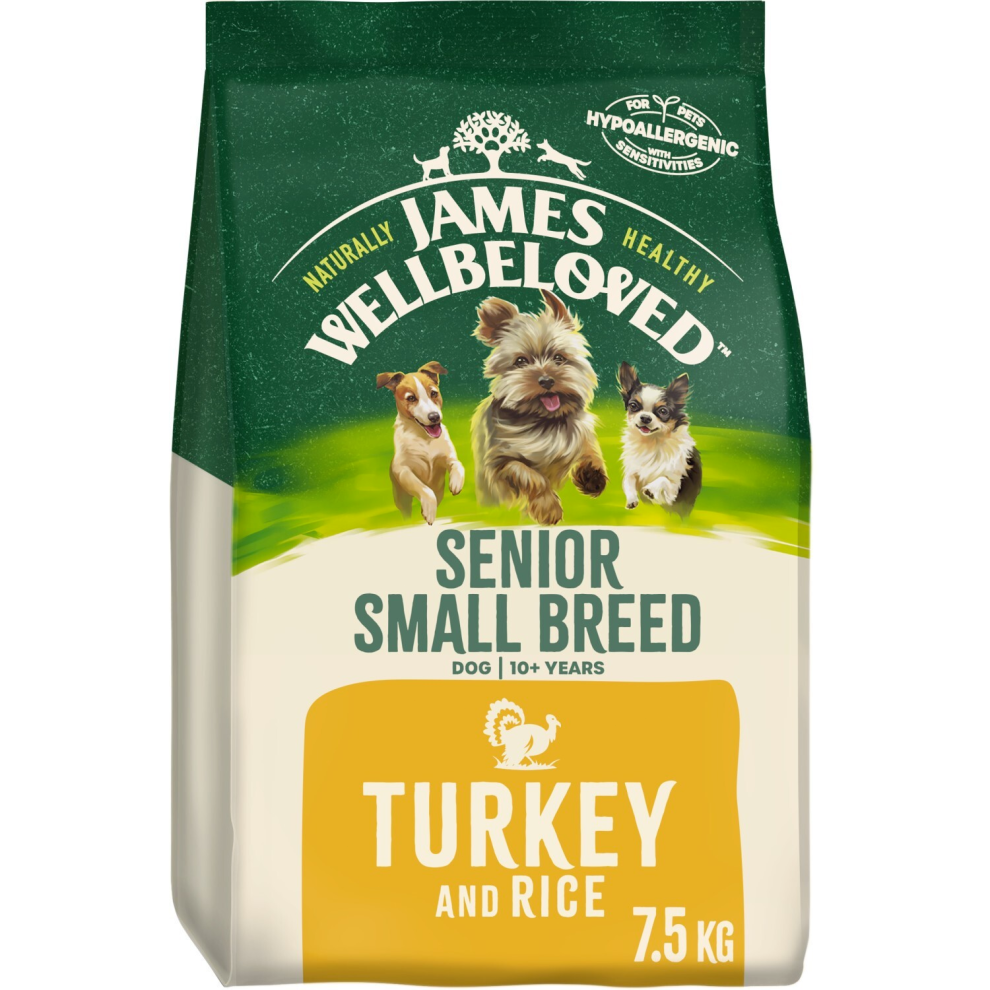 James Wellbeloved 7.5Kg Natural Senior Small Breed Dry Dog Food Turkey & Rice
