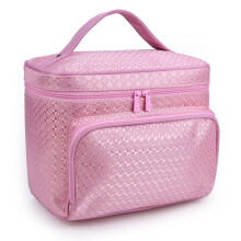 (Pink) Portable Large Foldable Capacity Handbag Cosmetic Toiletry Case Bag Storage
