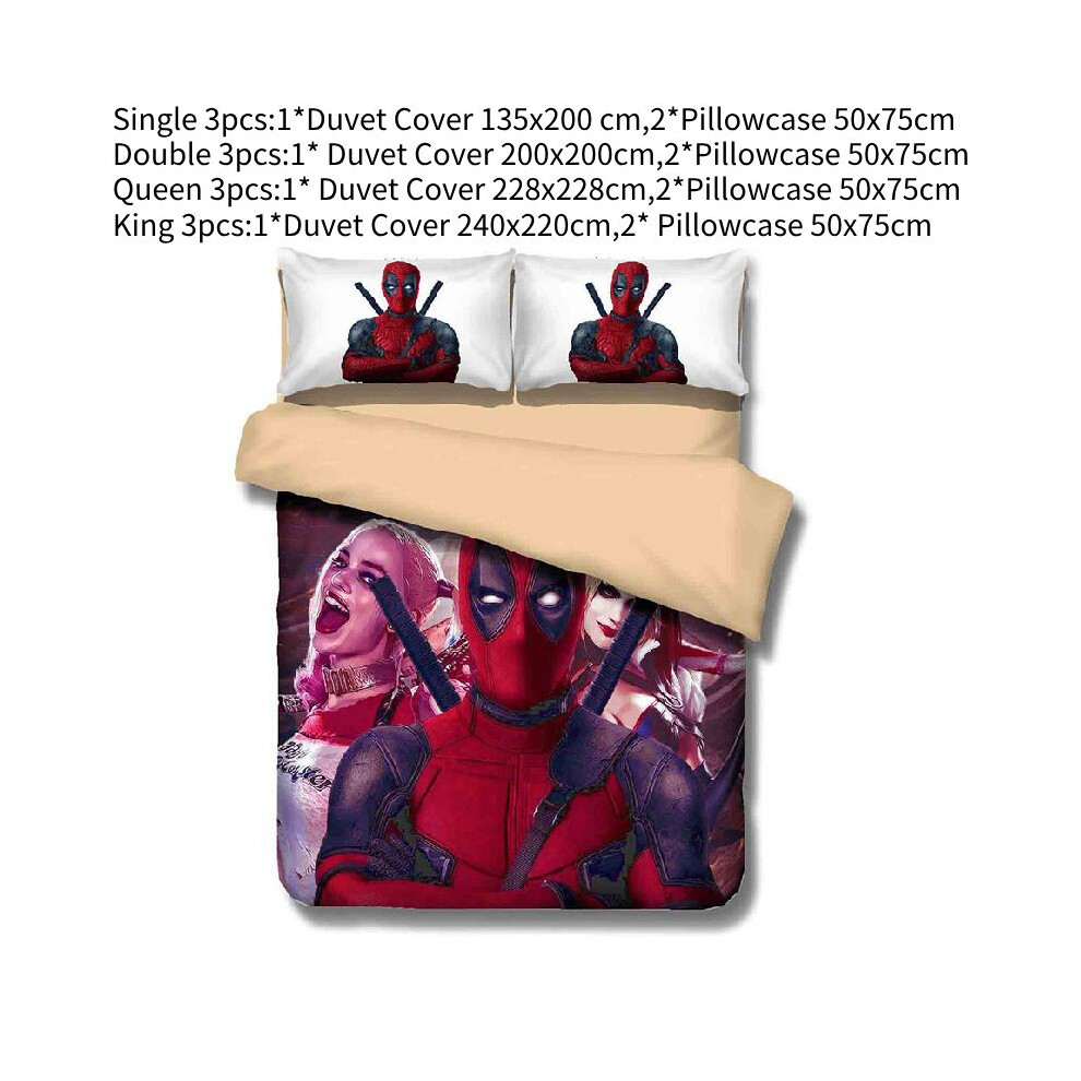 (Deadpool, Single) Children Single Bedding Quilt Duvet Cover Set Cute Comfortable Cartoons